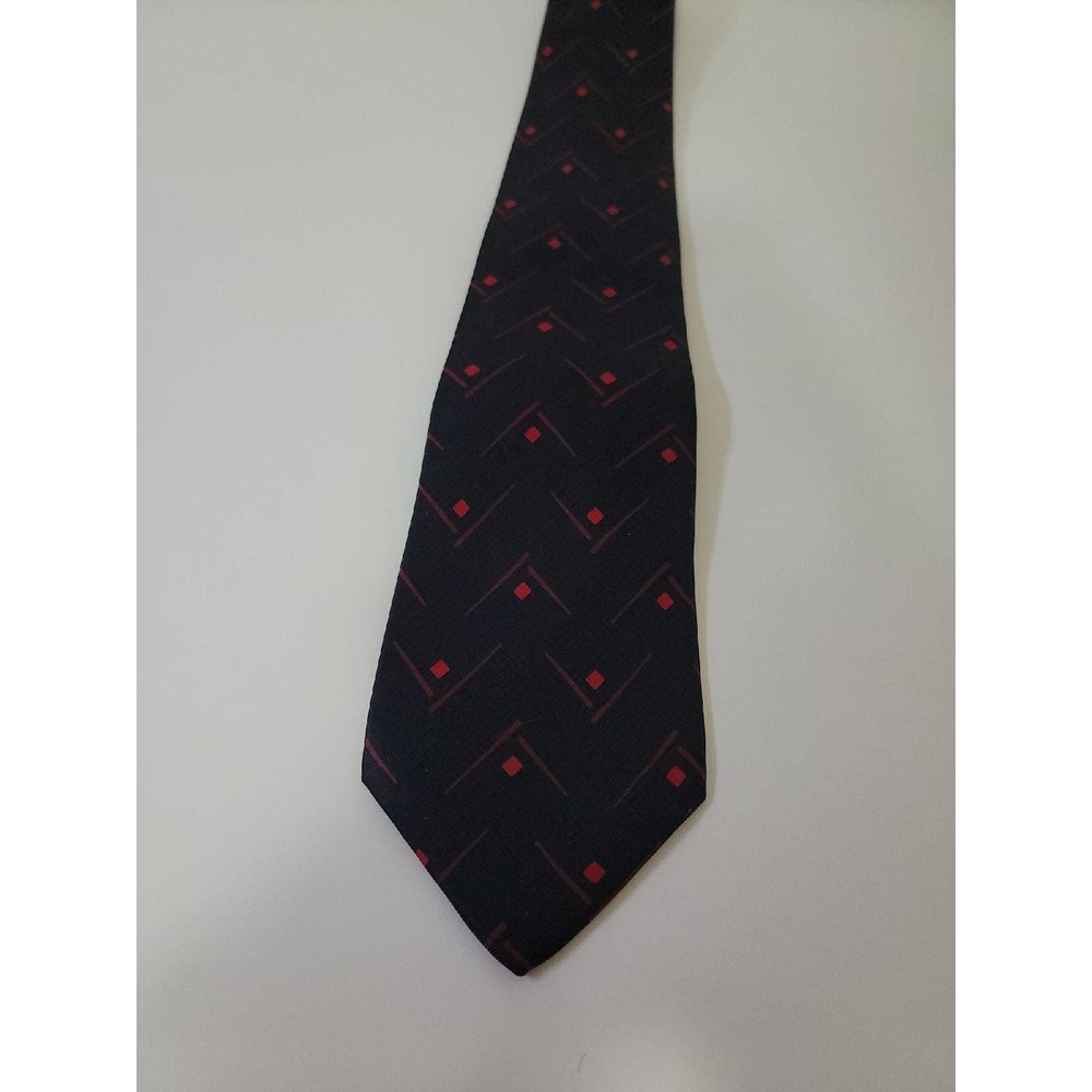 Vintage Carlo Palazzi Silk Tie Geometric Art Deco Black Red Handmade in Italy